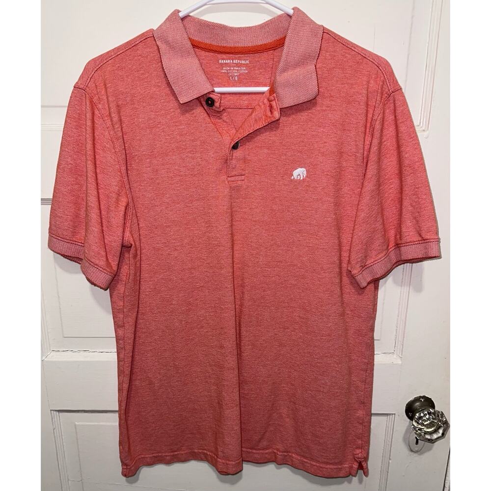 Banana Republic Factory Mens Polo Size Large Heathered Orange Peach